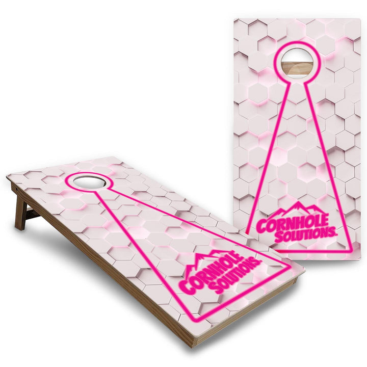 Glow Hole White Background Cornhole Boards - Backyard Series