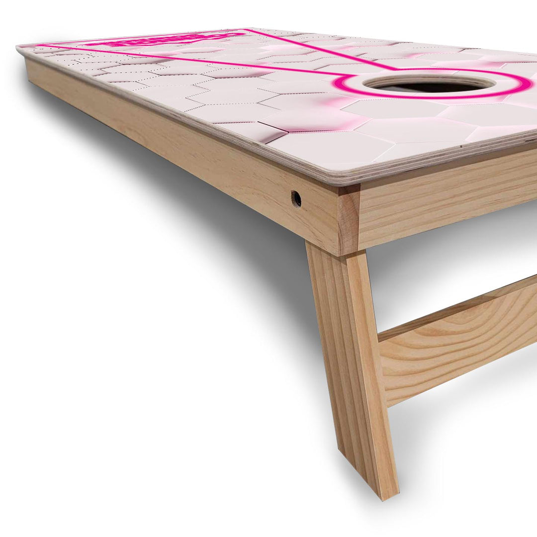 Glow Hole White Background Cornhole Boards - Backyard Series