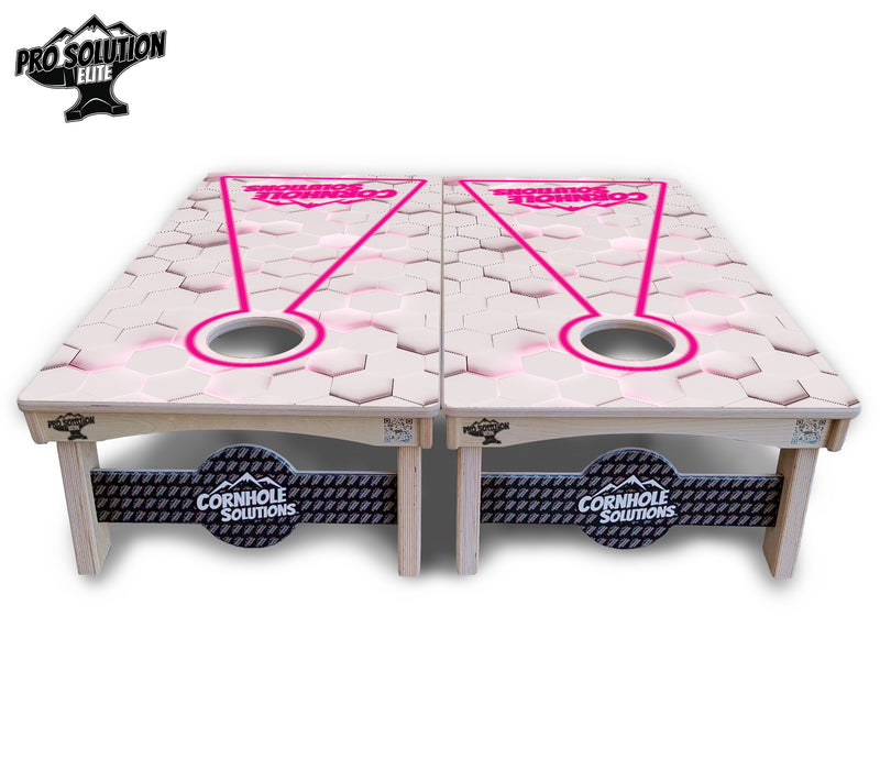 Pro Solution Elite - Glow Hole White (8) Color Options - Professional Tournament Cornhole Boards 3/4" Baltic Birch - Zero Bounce Zero Movement Vertical Interlocking Braces for Extra Weight & Stability +Double Thick Legs +Airmail Blocker