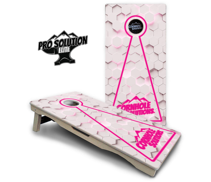 Pro Solution Elite - Glow Hole White (8) Color Options - Professional Tournament Cornhole Boards 3/4" Baltic Birch - Zero Bounce Zero Movement Vertical Interlocking Braces for Extra Weight & Stability +Double Thick Legs +Airmail Blocker