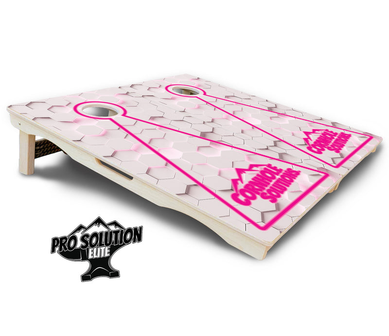 Pro Solution Elite - Glow Hole White (8) Color Options - Professional Tournament Cornhole Boards 3/4" Baltic Birch - Zero Bounce Zero Movement Vertical Interlocking Braces for Extra Weight & Stability +Double Thick Legs +Airmail Blocker