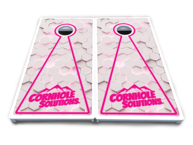 Waterproof - White Glow Hole Design Options - All Weather Boards "Outdoor Solution" 18mm(3/4")Direct UV Printed - Regulation 2' by 4' Cornhole Boards (Set of 2 Boards) Double Thick Legs, with Leg Brace & Dual Support Braces!