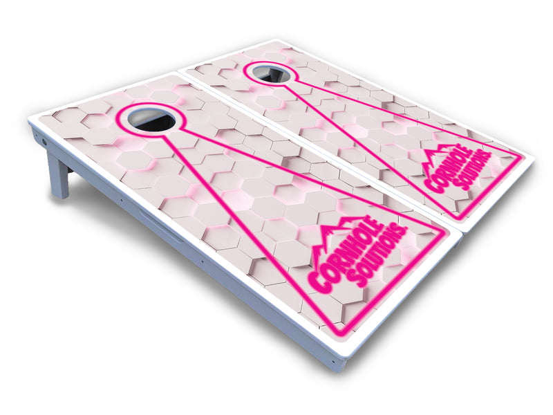 Waterproof - White Glow Hole Design Options - All Weather Boards "Outdoor Solution" 18mm(3/4")Direct UV Printed - Regulation 2' by 4' Cornhole Boards (Set of 2 Boards) Double Thick Legs, with Leg Brace & Dual Support Braces!