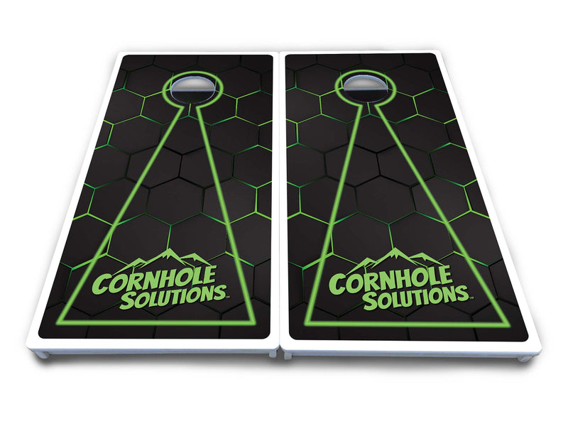 Waterproof - Glow Hole Black Design Options - All Weather Boards "Outdoor Solution" 18mm(3/4")Direct UV Printed - Regulation 2' by 4' Cornhole Boards (Set of 2 Boards) Double Thick Legs, with Leg Brace & Dual Support Braces!