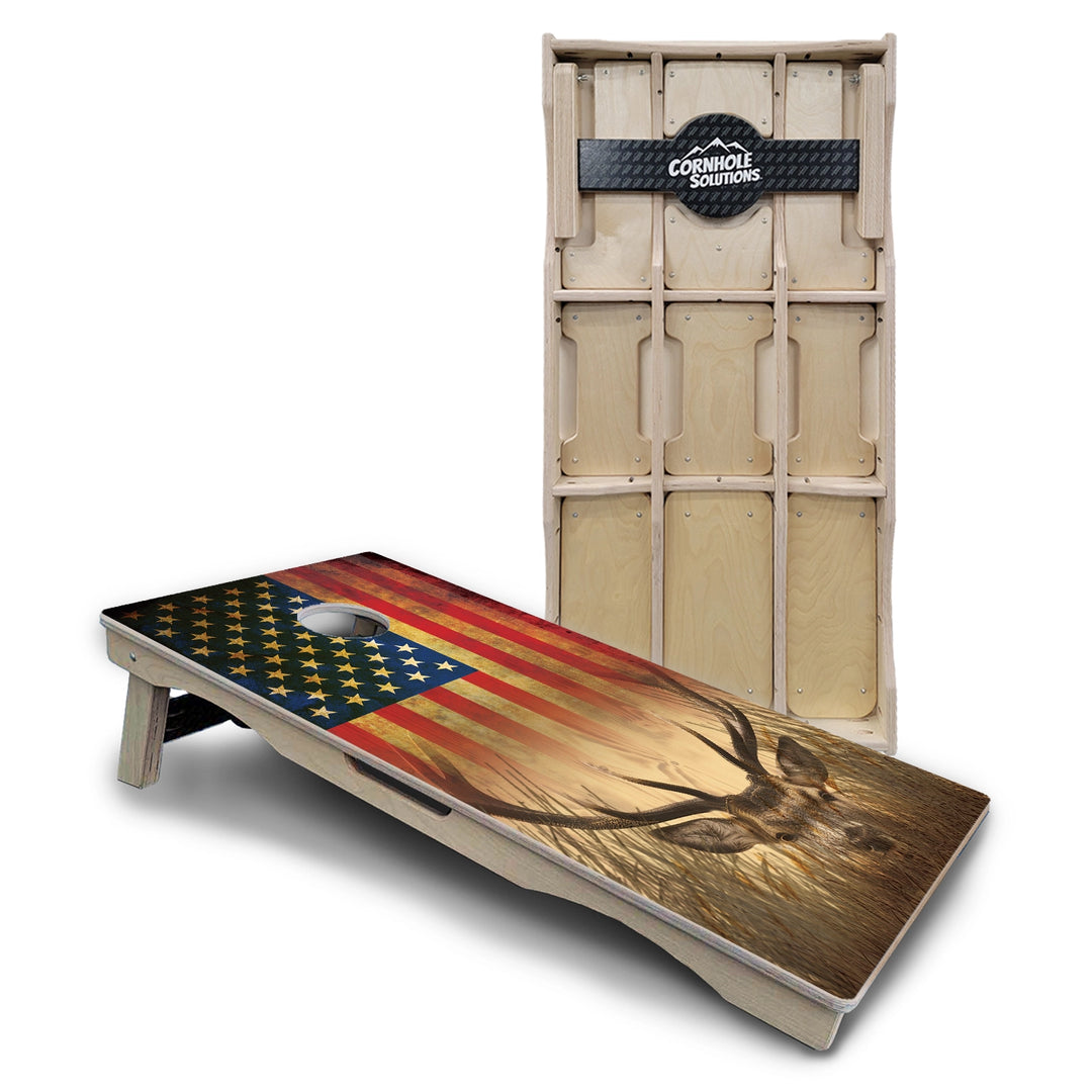 Red White & Blue Deer & Fish Cornhole Boards – Pro Lite or Pro Elite