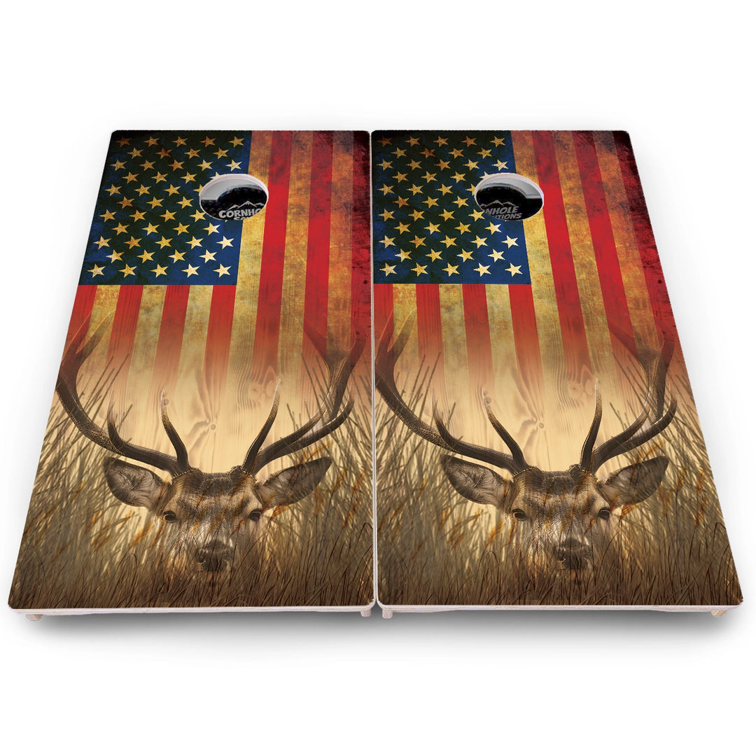 Red White & Blue Deer & Fish Cornhole Boards – Pro Lite or Pro Elite