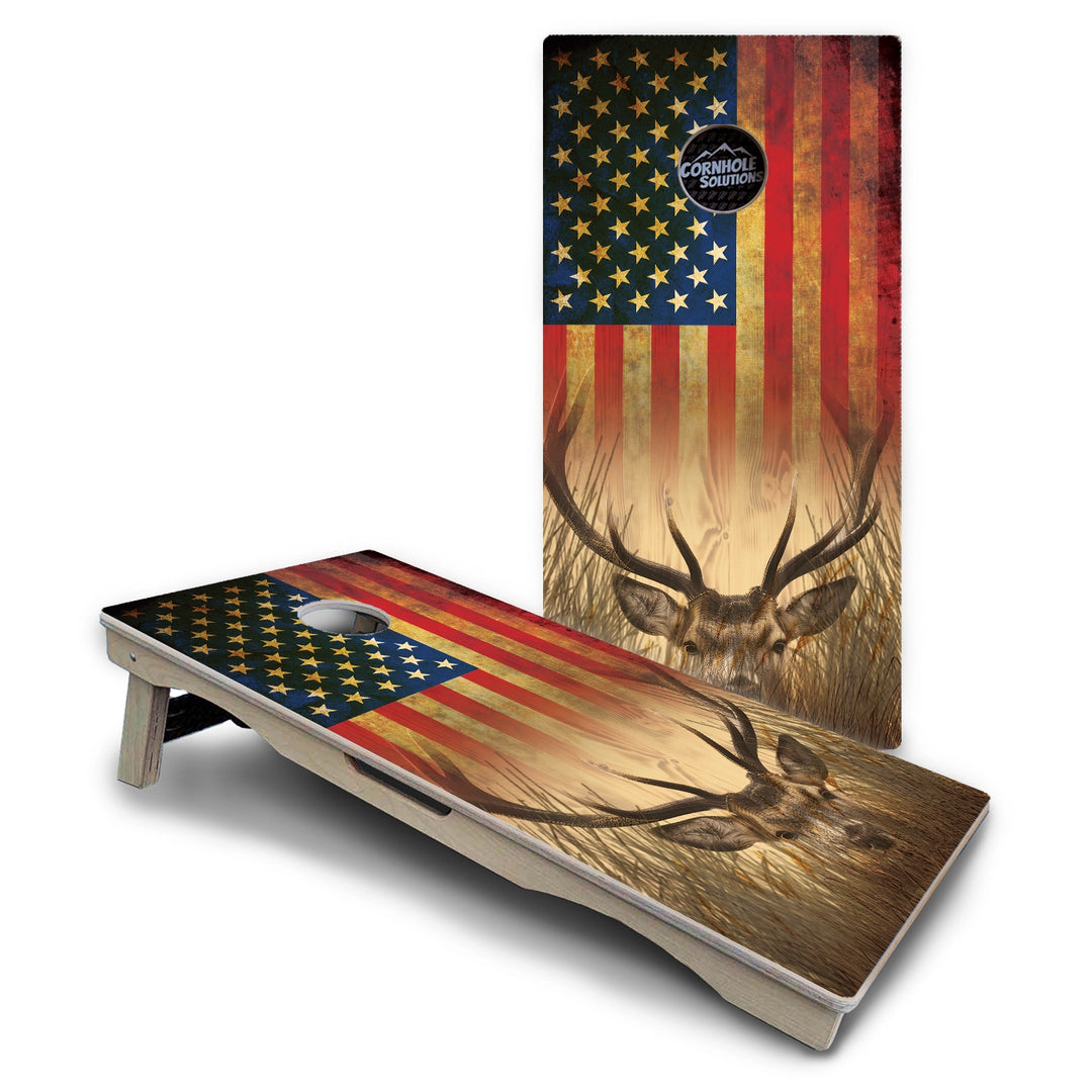 Red White & Blue Deer & Fish Cornhole Boards – Pro Lite or Pro Elite