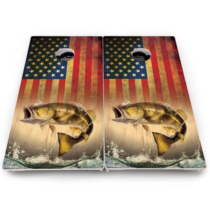 Red White & Blue Deer & Fish Cornhole Boards – Pro Lite or Pro Elite