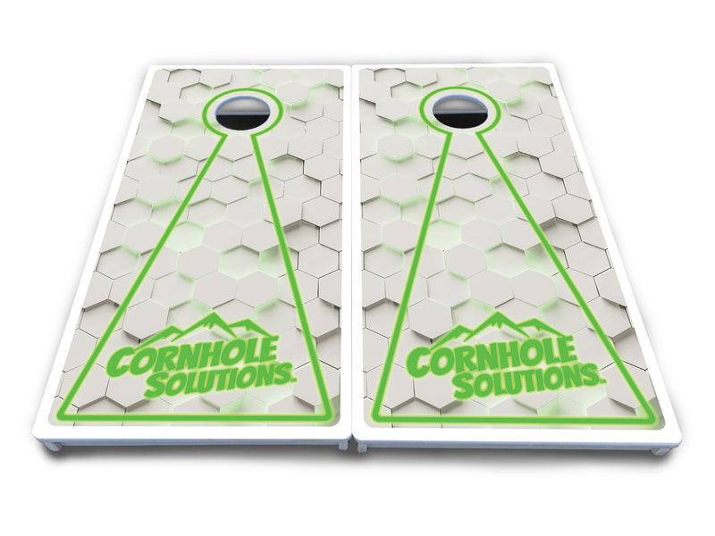 Waterproof - White Glow Hole Design Options - All Weather Boards "Outdoor Solution" 18mm(3/4")Direct UV Printed - Regulation 2' by 4' Cornhole Boards (Set of 2 Boards) Double Thick Legs, with Leg Brace & Dual Support Braces!