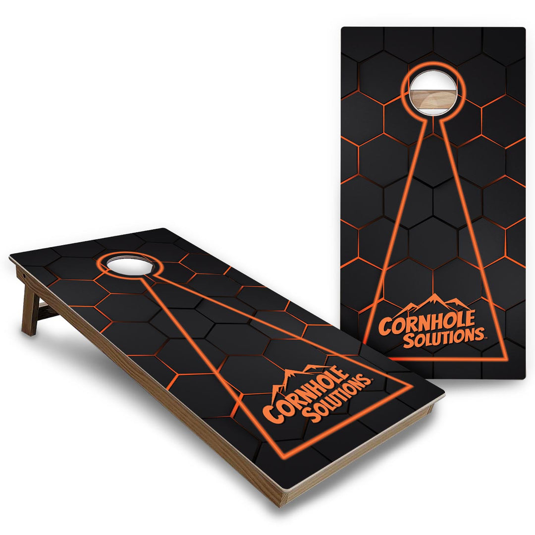 Glow Hole Black Background Cornhole Boards - Backyard Series