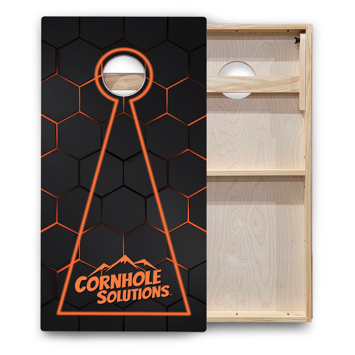 Glow Hole Black Background Cornhole Boards - Backyard Series