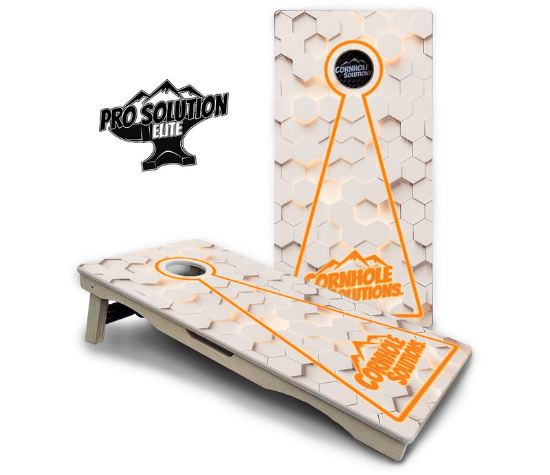 Pro Solution Elite - Glow Hole White (8) Color Options - Professional Tournament Cornhole Boards 3/4" Baltic Birch - Zero Bounce Zero Movement Vertical Interlocking Braces for Extra Weight & Stability +Double Thick Legs +Airmail Blocker