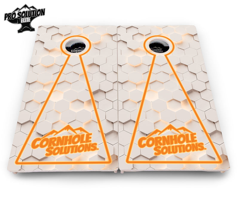 Pro Solution Elite - Glow Hole White (8) Color Options - Professional Tournament Cornhole Boards 3/4" Baltic Birch - Zero Bounce Zero Movement Vertical Interlocking Braces for Extra Weight & Stability +Double Thick Legs +Airmail Blocker