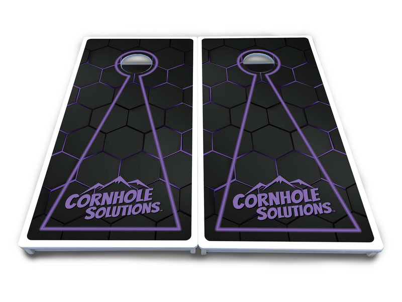 Waterproof - Glow Hole Black Design Options - All Weather Boards "Outdoor Solution" 18mm(3/4")Direct UV Printed - Regulation 2' by 4' Cornhole Boards (Set of 2 Boards) Double Thick Legs, with Leg Brace & Dual Support Braces!