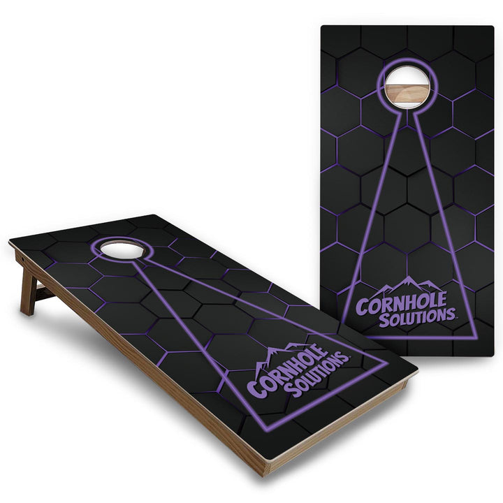 Glow Hole Black Background Cornhole Boards - Backyard Series