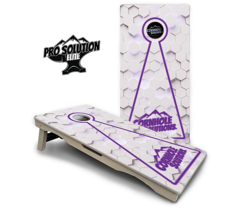 Pro Solution Elite - Glow Hole White (8) Color Options - Professional Tournament Cornhole Boards 3/4" Baltic Birch - Zero Bounce Zero Movement Vertical Interlocking Braces for Extra Weight & Stability +Double Thick Legs +Airmail Blocker