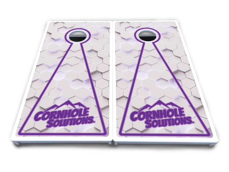 Waterproof - White Glow Hole Design Options - All Weather Boards "Outdoor Solution" 18mm(3/4")Direct UV Printed - Regulation 2' by 4' Cornhole Boards (Set of 2 Boards) Double Thick Legs, with Leg Brace & Dual Support Braces!