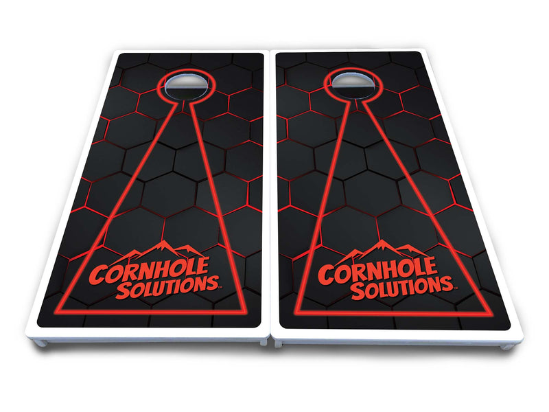 Waterproof - Glow Hole Black Design Options - All Weather Boards "Outdoor Solution" 18mm(3/4")Direct UV Printed - Regulation 2' by 4' Cornhole Boards (Set of 2 Boards) Double Thick Legs, with Leg Brace & Dual Support Braces!