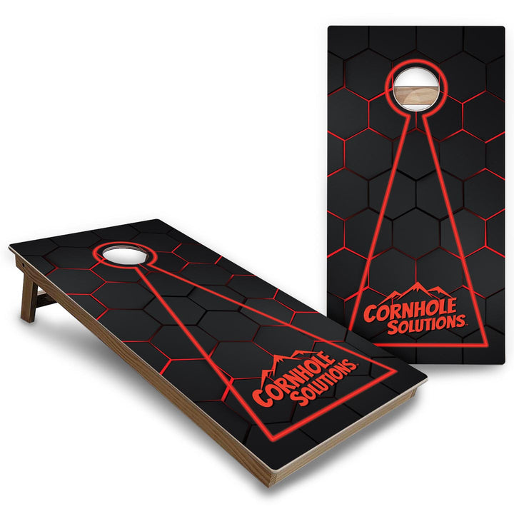 Glow Hole Black Background Cornhole Boards - Backyard Series
