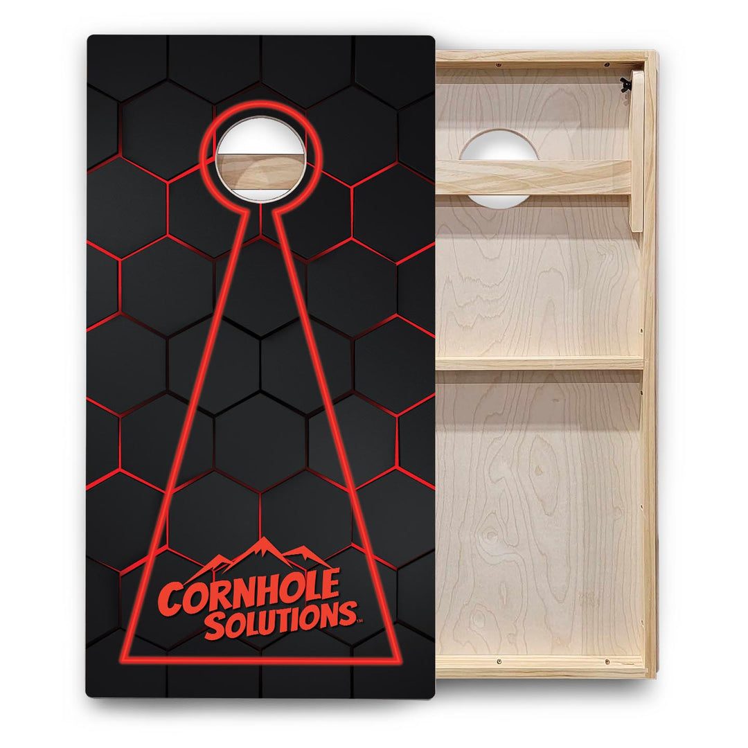 Glow Hole Black Background Cornhole Boards - Backyard Series