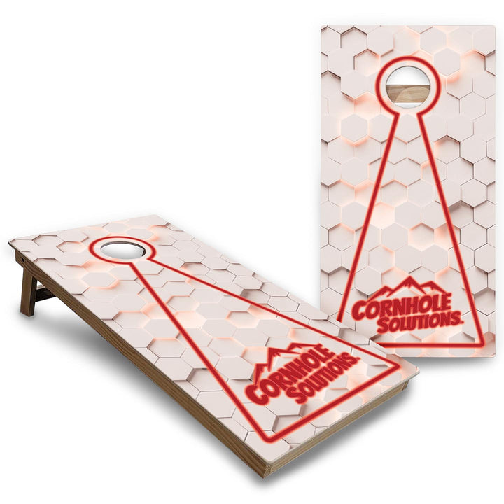 Glow Hole White Background Cornhole Boards - Backyard Series
