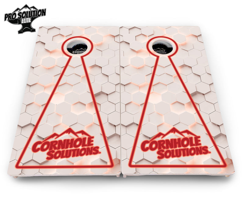 Pro Solution Elite - Glow Hole White (8) Color Options - Professional Tournament Cornhole Boards 3/4" Baltic Birch - Zero Bounce Zero Movement Vertical Interlocking Braces for Extra Weight & Stability +Double Thick Legs +Airmail Blocker