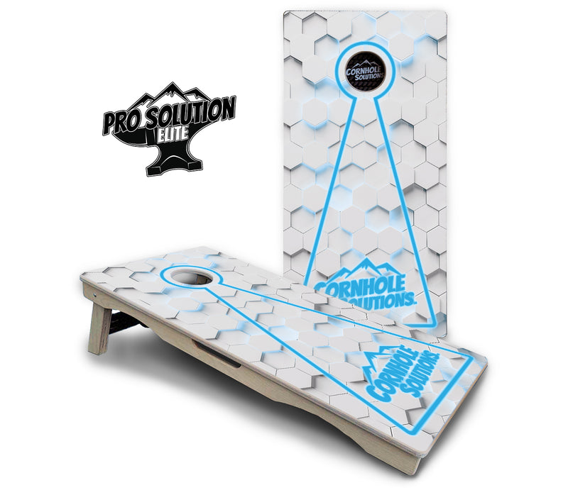 Pro Solution Elite - Glow Hole White (8) Color Options - Professional Tournament Cornhole Boards 3/4" Baltic Birch - Zero Bounce Zero Movement Vertical Interlocking Braces for Extra Weight & Stability +Double Thick Legs +Airmail Blocker