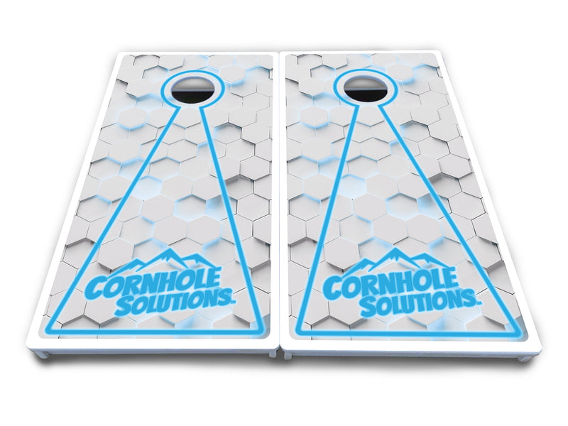 Waterproof - White Glow Hole Design Options - All Weather Boards "Outdoor Solution" 18mm(3/4")Direct UV Printed - Regulation 2' by 4' Cornhole Boards (Set of 2 Boards) Double Thick Legs, with Leg Brace & Dual Support Braces!