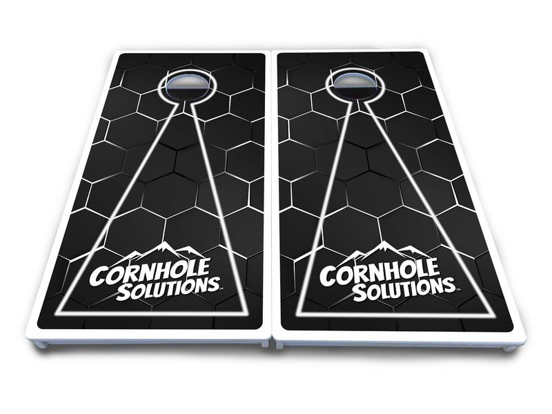 Waterproof - Glow Hole Black Design Options - All Weather Boards "Outdoor Solution" 18mm(3/4")Direct UV Printed - Regulation 2' by 4' Cornhole Boards (Set of 2 Boards) Double Thick Legs, with Leg Brace & Dual Support Braces!