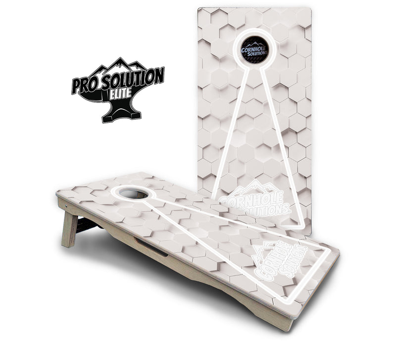 Pro Solution Elite - Glow Hole White (8) Color Options - Professional Tournament Cornhole Boards 3/4" Baltic Birch - Zero Bounce Zero Movement Vertical Interlocking Braces for Extra Weight & Stability +Double Thick Legs +Airmail Blocker