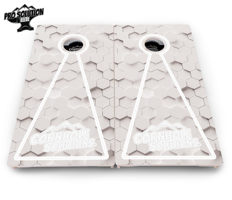 Pro Solution Elite - Glow Hole White (8) Color Options - Professional Tournament Cornhole Boards 3/4" Baltic Birch - Zero Bounce Zero Movement Vertical Interlocking Braces for Extra Weight & Stability +Double Thick Legs +Airmail Blocker