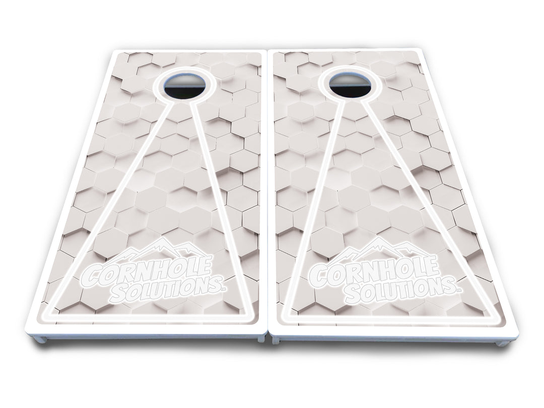 Glow Hole White Cornhole Boards - All Weather Series