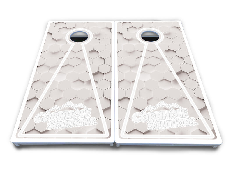 Waterproof - White Glow Hole Design Options - All Weather Boards "Outdoor Solution" 18mm(3/4")Direct UV Printed - Regulation 2' by 4' Cornhole Boards (Set of 2 Boards) Double Thick Legs, with Leg Brace & Dual Support Braces!