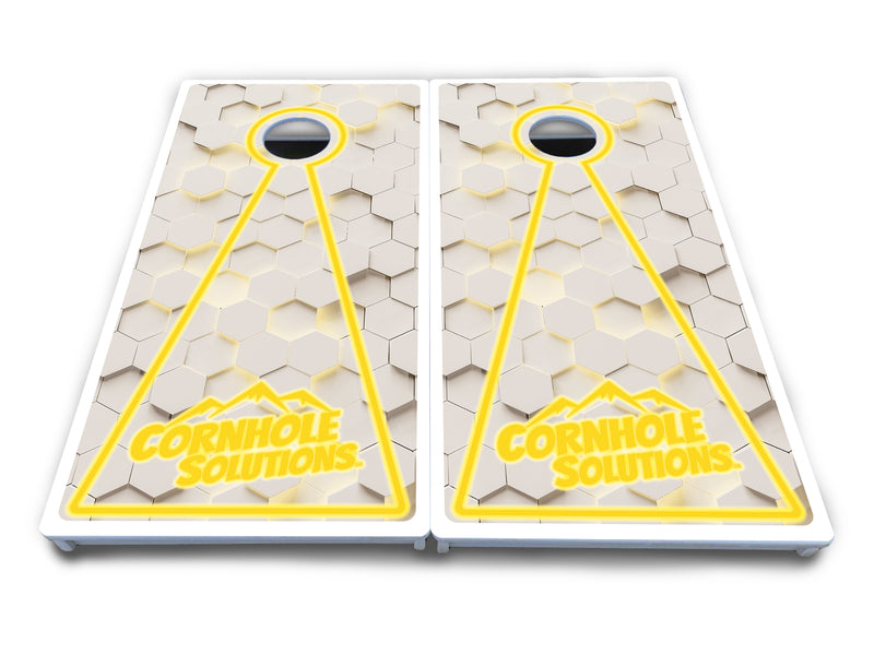 Waterproof - White Glow Hole Design Options - All Weather Boards "Outdoor Solution" 18mm(3/4")Direct UV Printed - Regulation 2' by 4' Cornhole Boards (Set of 2 Boards) Double Thick Legs, with Leg Brace & Dual Support Braces!