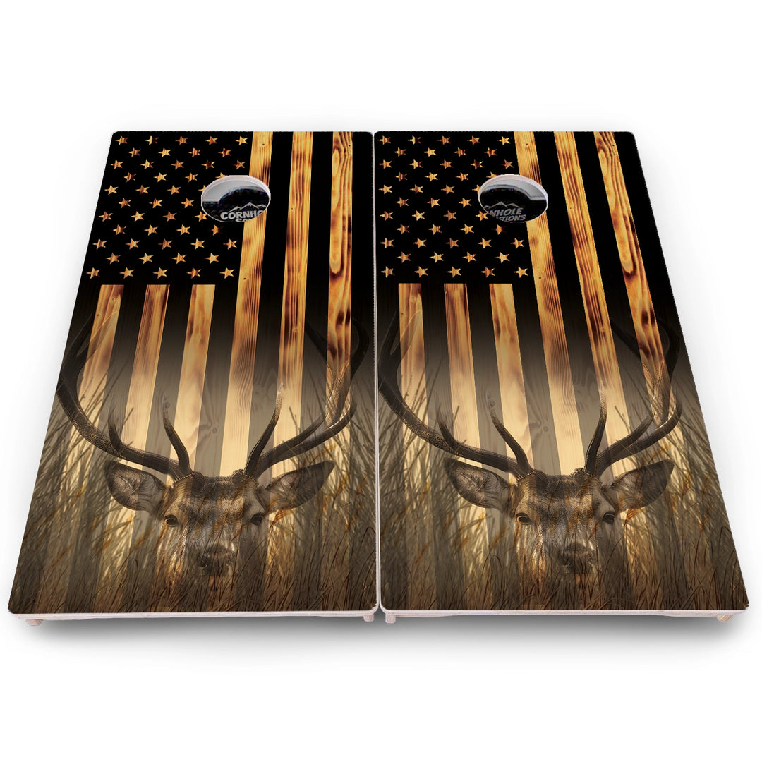 Hidden Deer & Fish Flag Cornhole Boards – Pro Lite or Pro Elite