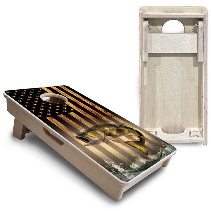 Hidden Deer & Fish Flag - Mini or Vacation Size Cornhole Boards