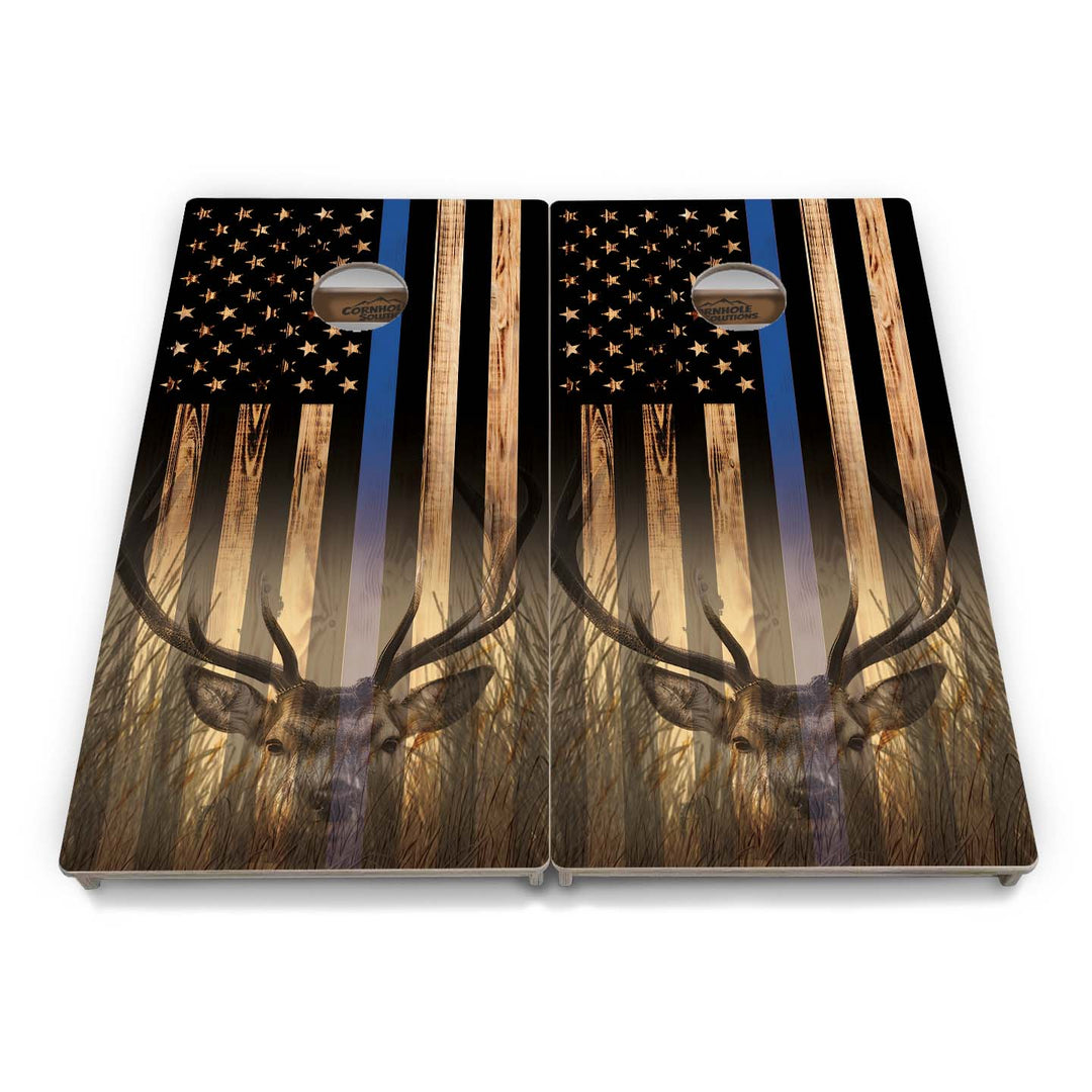 Complete Tournament Cornhole Bundle - Boards, Bags & Carrying Case - Hidden Deer/Fish