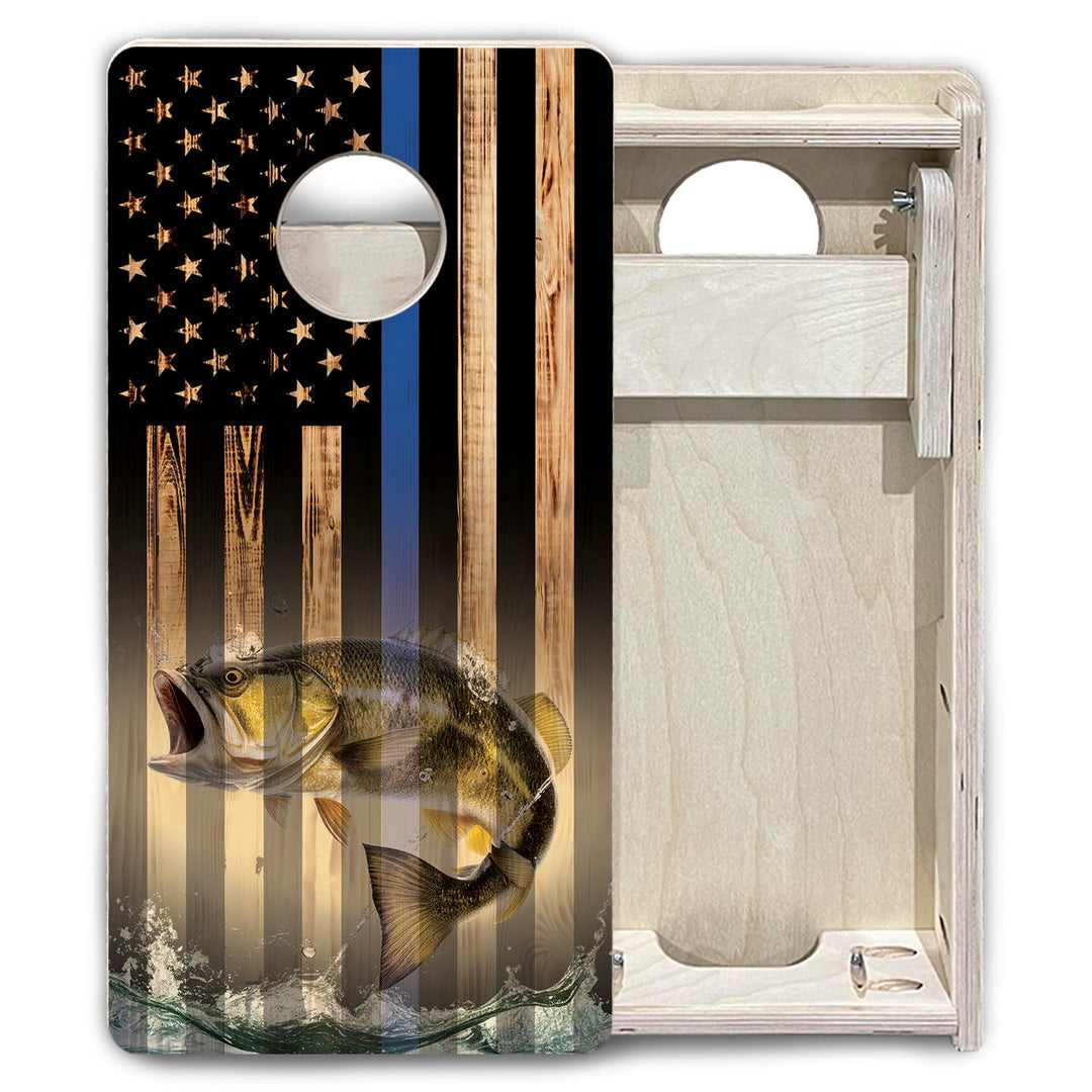 Blue Line Hidden Deer & Fish Flag - Mini or Vacation Size Cornhole Boards