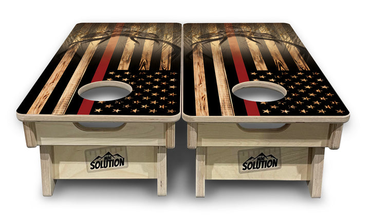 Mini Cornhole Boards - Blue & Red Line Deer & Fish Flag