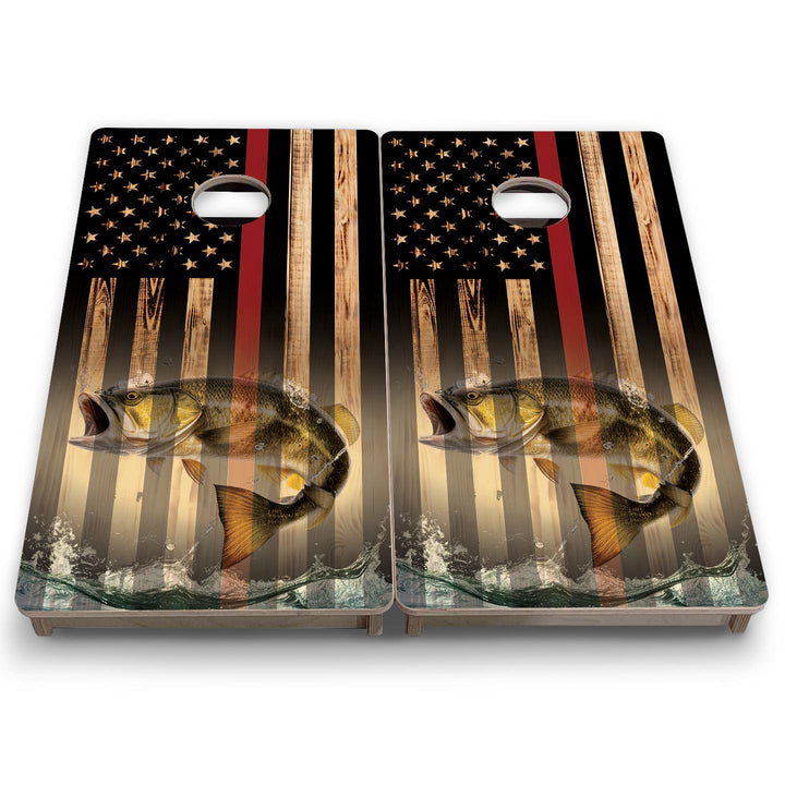 Red Line Hidden Fish Flag - Mini or Vacation Size Cornhole Boards