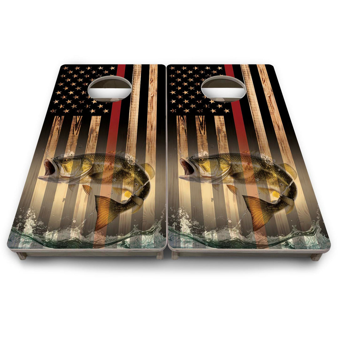 Red Line Hidden Fish Flag - Mini or Vacation Size Cornhole Boards