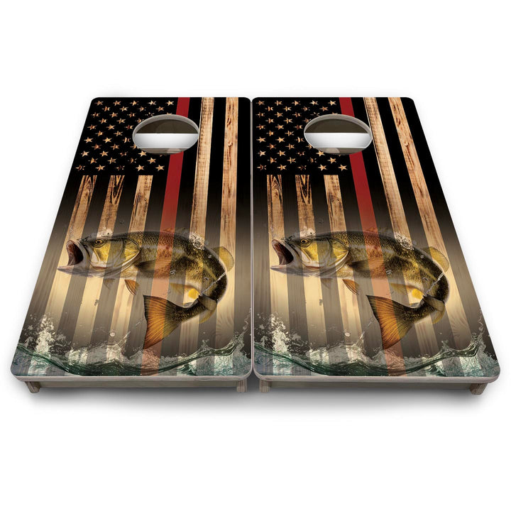 Red Line Hidden Fish Flag - Mini or Vacation Size Cornhole Boards