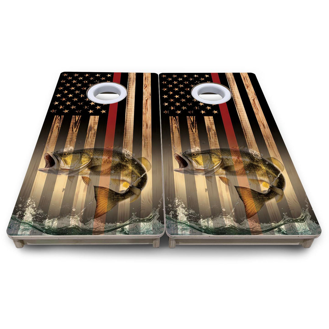 Red Line Hidden Fish Flag - Mini or Vacation Size Cornhole Boards