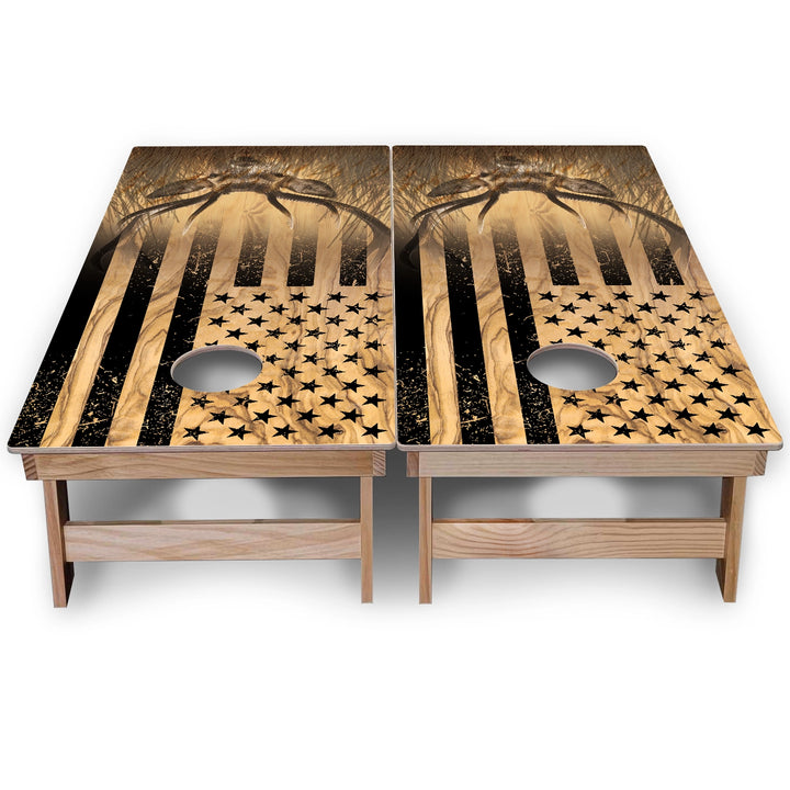 Hidden Deer & Fish Cornhole Boards - Backyard Series