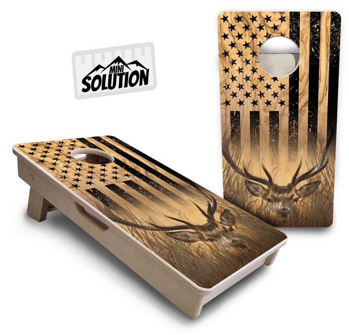 Mini Cornhole Boards - Light Wood Deer & Fish
