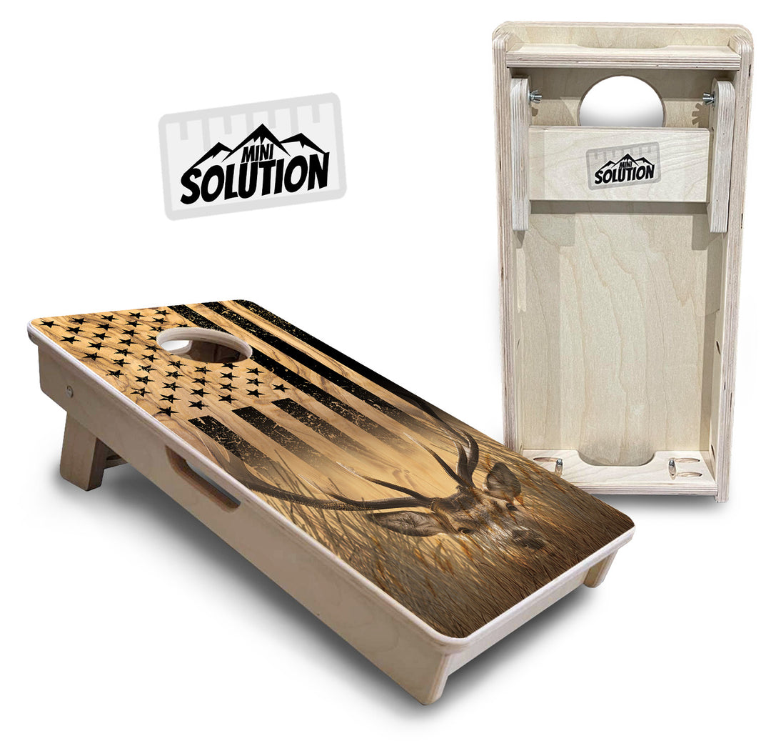 Mini Cornhole Boards - Light Wood Deer & Fish
