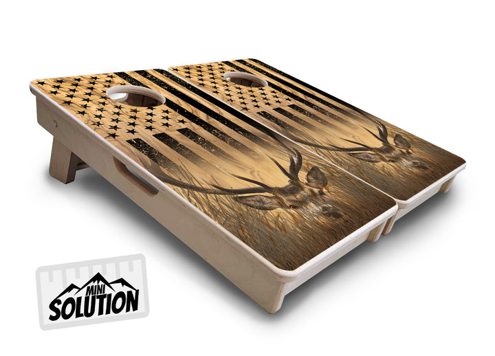 Mini Cornhole Boards - Light Wood Deer & Fish