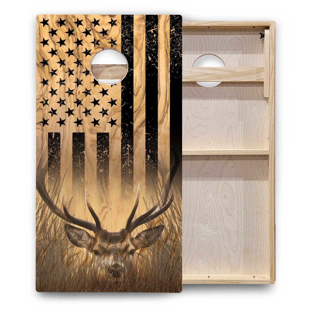 Hidden Deer & Fish Cornhole Boards - Backyard Series