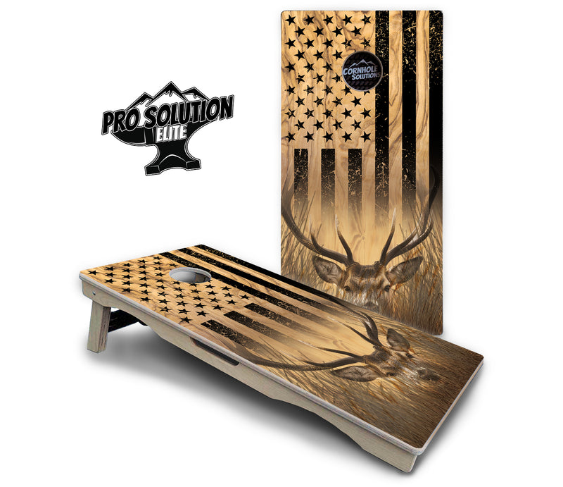 Pro Solution Elite - Light Wood Deer & Fish Design Options - Professional Tournament Cornhole Boards 3/4" Baltic Birch - Zero Bounce Zero Movement Vertical Interlocking Braces for Extra Weight & Stability +Double Thick Legs +Airmail Blocker