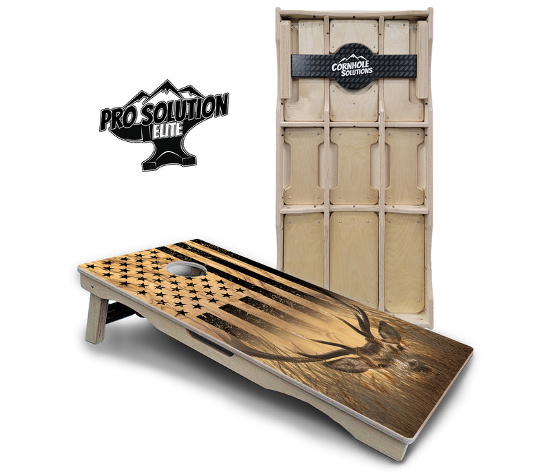 Pro Solution Elite - Light Wood Deer & Fish Design Options - Professional Tournament Cornhole Boards 3/4" Baltic Birch - Zero Bounce Zero Movement Vertical Interlocking Braces for Extra Weight & Stability +Double Thick Legs +Airmail Blocker